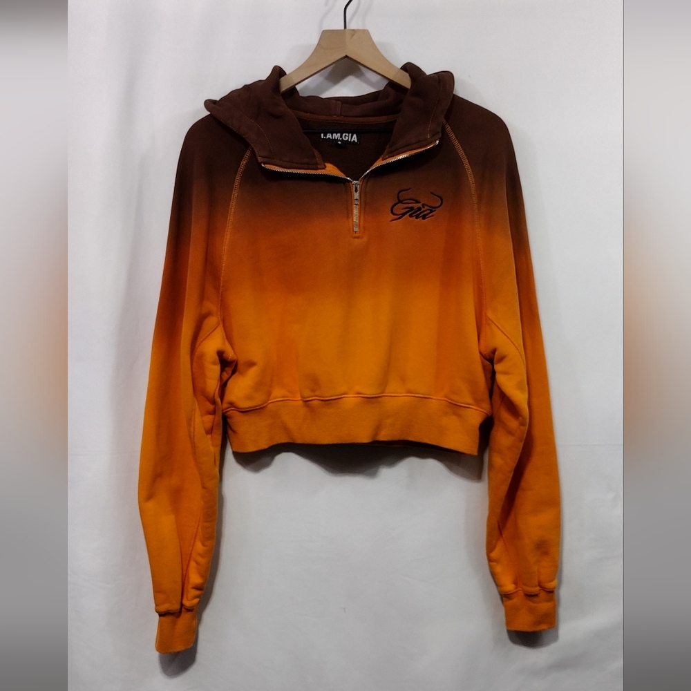 I.AM.GIA Ariana Ombre Hoodie Women S Orange Casual Retro 90s Y2K Boho Streetwear - Picture 2 of 8